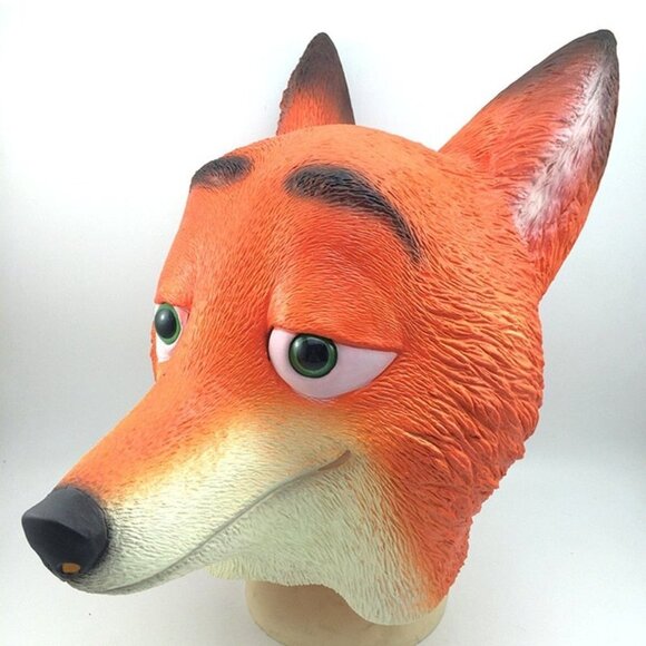 Orange Zootopia Fox Manga Costume Latex Rubber Horror Scary Mask Halloween Party - Picture 6 of 7